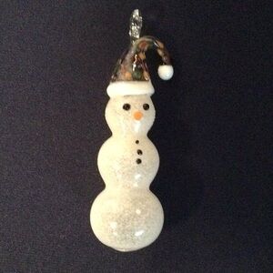 Frosted Snowman Blown Glass Christmas Ornament by James F. Byrnes 4 3/4 Inches